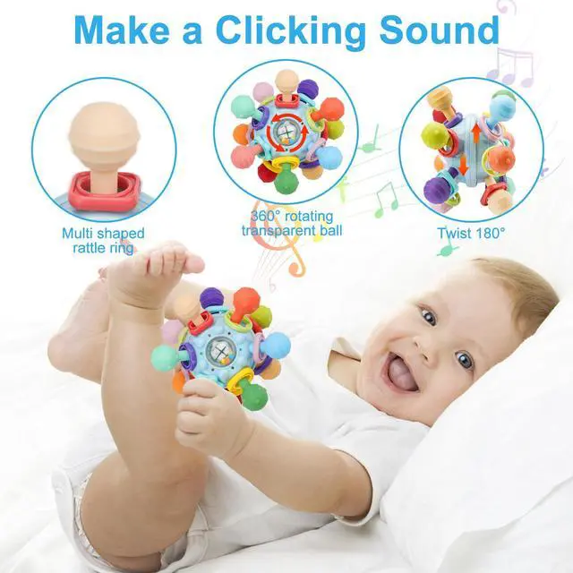 Alt view image 4 of 7 - Baby Montessori Sensory Toys for 0-6 6-12 Months, Baby Teether Teething Toys for Babies 0 3 6 9 12 18 Months, Newborn Infant Learning Developmental Toys Gifts for 1 2 Year Old Boys Girls