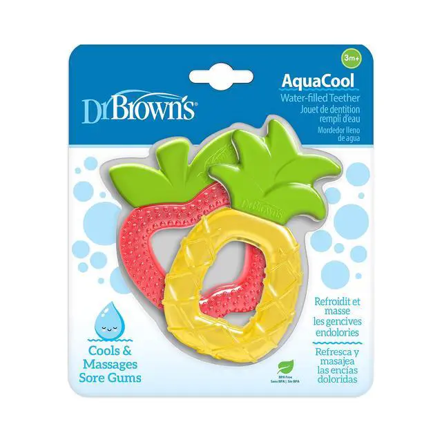 Alt view image 2 of 7 - Dr. Brown's AquaCool Water-Filled Teether, Cooling Baby Teether Toy for Sore Gums, Apple Pineapple, BPA-Free, 3m+, 2-Pack