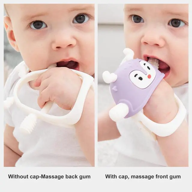 Alt view image 2 of 7 - Smily Mia Teething Toys for 0-6Months, Silicone Baby Teethers for 3-6Months, Teething Mitten for 6-12M Baby Teething Relief, Hand Teethers for Infants, Ocean Blue