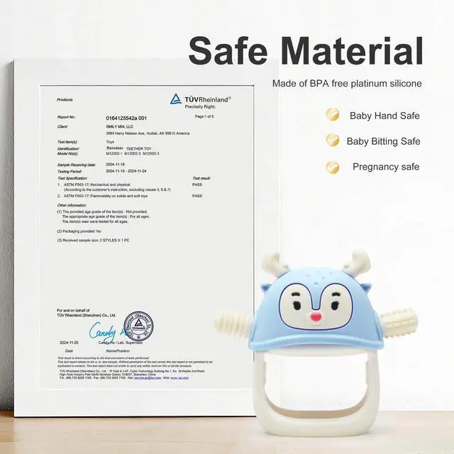 Alt view image 7 of 7 - Smily Mia Teething Toys for 0-6Months, Silicone Baby Teethers for 3-6Months, Teething Mitten for 6-12M Baby Teething Relief, Hand Teethers for Infants, Ocean Blue