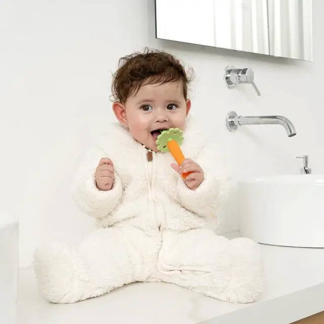 Alt view image 6 of 7 - Papablic Baby Toothbrush Teether, 360° Carrot Toothbrush Teething Toy with Suction Base, Children's Day Gift Travel Essentials for Toddler Infants 6-12 Months