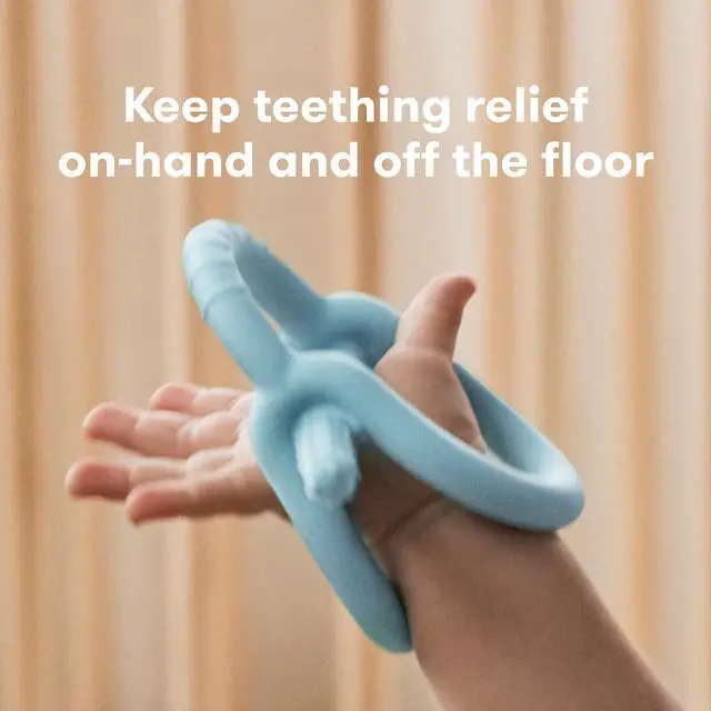 Alt view image 2 of 6 - Frida Baby Get-A-Grip BabyTeether for Teething Relief | 100% Food-Grade Silicone Teething Toys for Baby 0-6, 12, 18 Months Infant, BPA-Free, PVC-Free | Blue