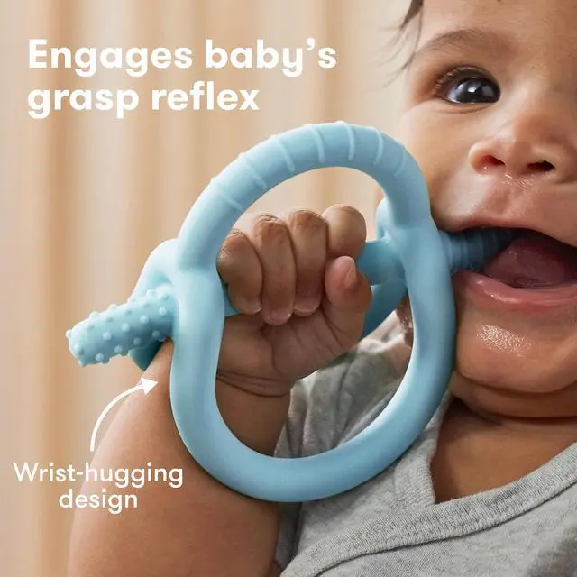 Alt view image 3 of 6 - Frida Baby Get-A-Grip BabyTeether for Teething Relief | 100% Food-Grade Silicone Teething Toys for Baby 0-6, 12, 18 Months Infant, BPA-Free, PVC-Free | Blue