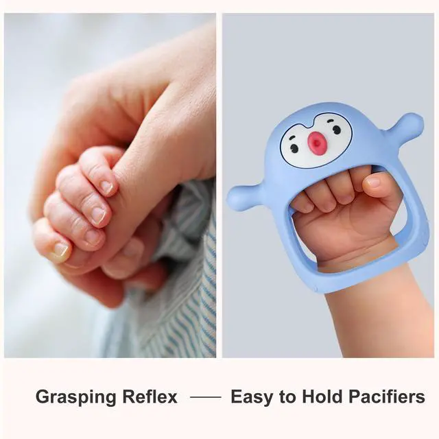 Alt view image 3 of 7 - Smily Mia Baby Teething Toys for 0-6Months, Penguin Teethers for Babies 3-6Months | Hand Teether for 0-6M |Teething Mittens for Teething Relief, Baby Pacifier |New Born Essentials, 2Pack