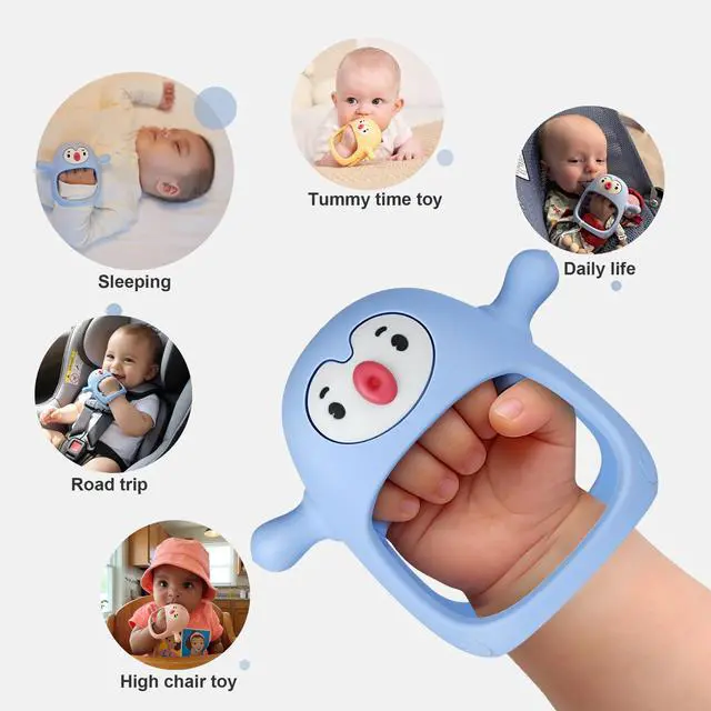 Alt view image 5 of 7 - Smily Mia Baby Teething Toys for 0-6Months, Penguin Teethers for Babies 3-6Months | Hand Teether for 0-6M |Teething Mittens for Teething Relief, Baby Pacifier |New Born Essentials, 2Pack