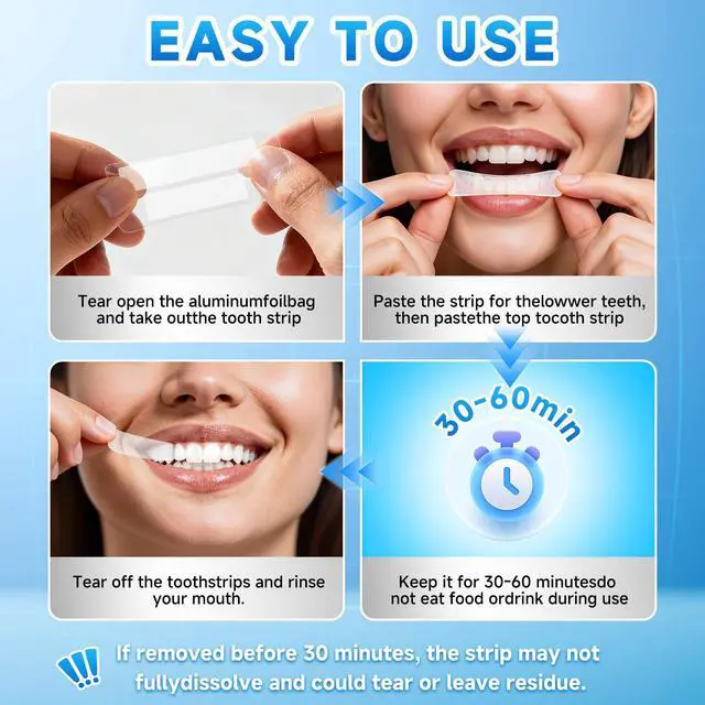 Alt view image 4 of 7 - Milumber Teeth Whitening Strips for Sensitive, 42 Strips Whitener Safe Whitestrip, Deep Stains Removal Tooth Whitening, Enamel Safe Non-Slip Dry Strip Technology for Whiter Teeth, Mint
