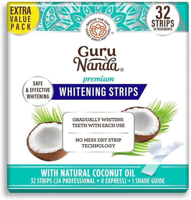 Main image of GuruNanda Teeth Whitening Strips Kit - 16-Day Treatment with Non-Slip, Dry Strip Technology - Whitening Designed with Care for a Brighter Smile