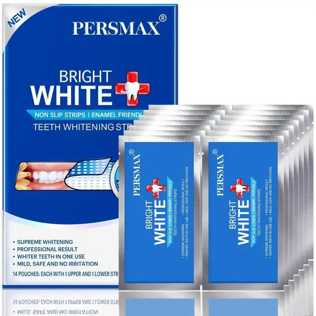 Main image of PERSMAX Teeth Whitening Strips 14 Treatment, 28 Non-Slip Strips