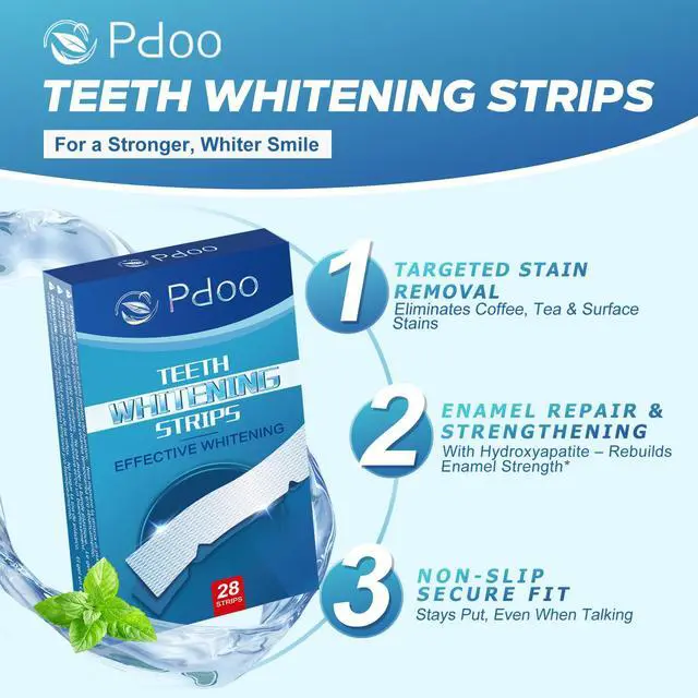 Alt view image 3 of 7 - Teeth Whitening Strip 14 Treatments - Whitening Strips for Sensitive People, Fast Remove Smoking, Coffee, Wine Stains, Teeth Brightening Kit Pack of 28 Non-Slip Strips
