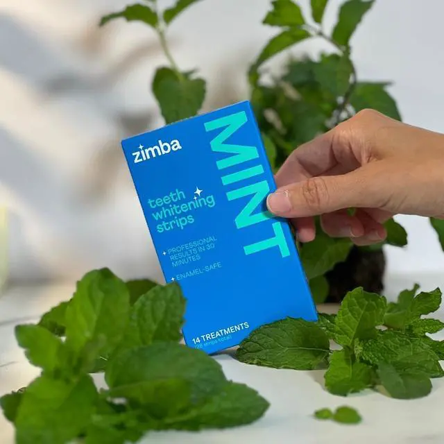 Alt view image 3 of 4 - Zimba Teeth Whitening Strips Vegan Whitening Strip Enamel Safe Teeth Whitening Hydrogen Peroxide Teeth Whitener for Coffee, Wine, Tobacco, and Other Stains, 28 Strips (14 Day Treatment), Mint