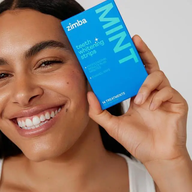 Alt view image 4 of 4 - Zimba Teeth Whitening Strips Vegan Whitening Strip Enamel Safe Teeth Whitening Hydrogen Peroxide Teeth Whitener for Coffee, Wine, Tobacco, and Other Stains, 28 Strips (14 Day Treatment), Mint