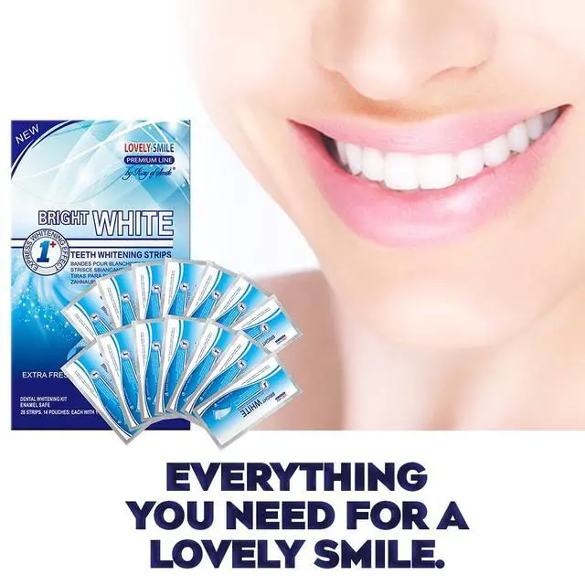 Alt view image 5 of 5 - Lovely Smile Premium Line Teeth Whitening Strips - Enamel Safe - White Teeth in 1 Hour - No Slip and No Sensitivity - Dental Whitener Kit by Ray of Smile (28 Strips/Mint)