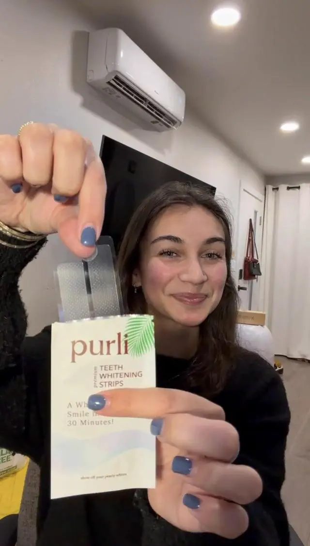 Alt view image 5 of 7 - Purli Professional Teeth Whitening Strips 9-Day Treatment Purli Whitening Strips for Sensitive People, Natural Coconut Oil, Professional Effects, Gum & Enamel Safe, Dry Strip