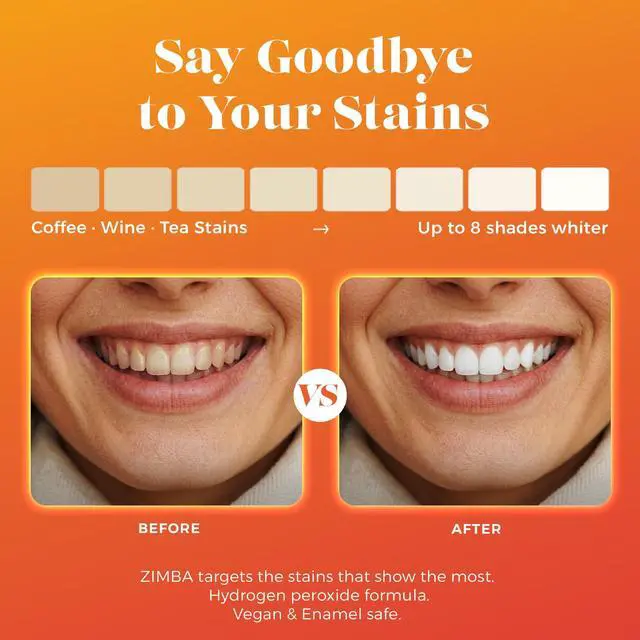 Alt view image 2 of 7 - Zimba Coconut Flavored Teeth Whitening Strips | Vegan, Enamel Safe Hydrogen Peroxide Teeth Whitener for Coffee, Wine, Tobacco, and Other Stains | 14 Day Treatment | Coconut