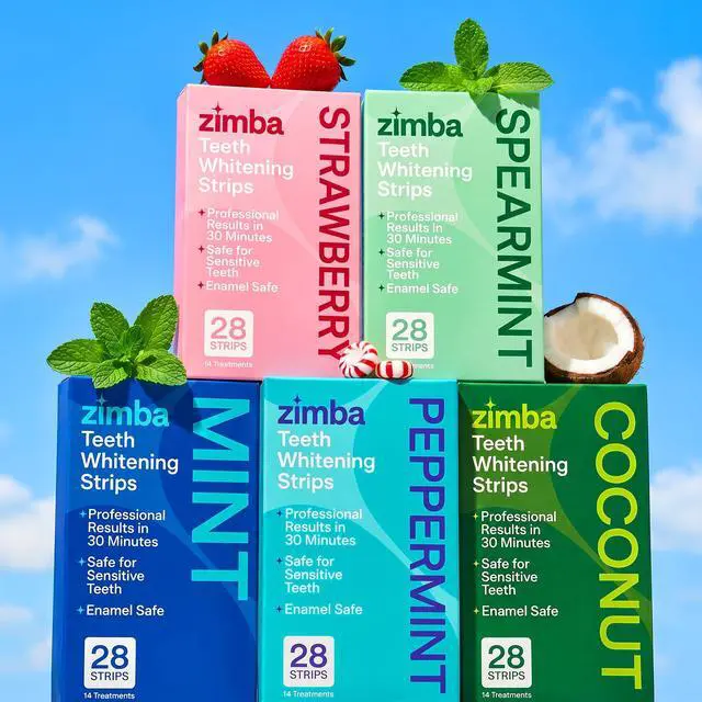 Alt view image 7 of 7 - Zimba Coconut Flavored Teeth Whitening Strips | Vegan, Enamel Safe Hydrogen Peroxide Teeth Whitener for Coffee, Wine, Tobacco, and Other Stains | 14 Day Treatment | Coconut