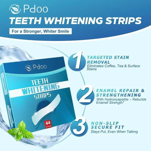Alt view image 3 of 7 - Teeth Whitening Strip 22 Treatments - Whitening Strips for Sensitive People, Fast Remove Smoking, Coffee, Wine Stains, Teeth Brightening Kit Pack of 44 Non-Slip Strips