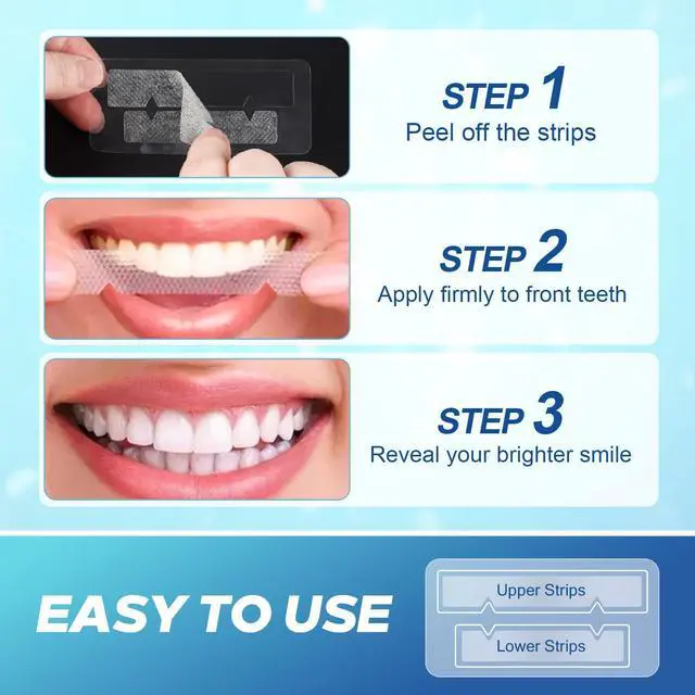 Alt view image 5 of 7 - Teeth Whitening Strip 22 Treatments - Whitening Strips for Sensitive People, Fast Remove Smoking, Coffee, Wine Stains, Teeth Brightening Kit Pack of 44 Non-Slip Strips