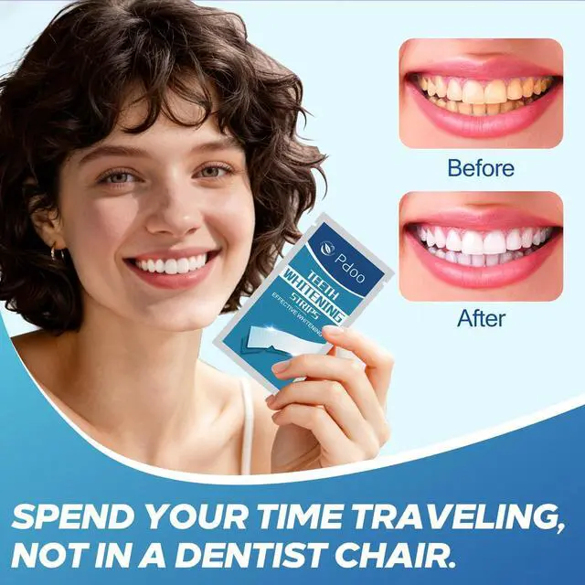 Alt view image 4 of 7 - Teeth Whitening Strip 22 Treatments - Whitening Strips for Sensitive People, Fast Remove Smoking, Coffee, Wine Stains, Teeth Brightening Kit Pack of 44 Non-Slip Strips