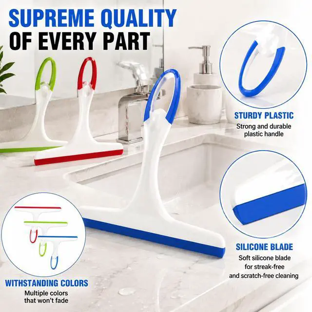 Alt view image 3 of 7 - Shower Squeegee for Glass Doors, 3pcs Bathroom Squeegee for Shower Cleaner Squeegee, Window Cleaning Squeegee Glass Shower Door for Car Window Wiper Mirror Windshield