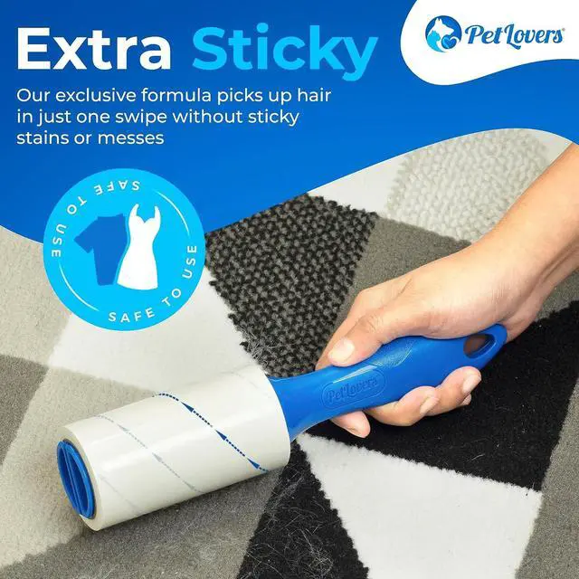 Alt view image 2 of 7 - PetLovers Extra Sticky Lint Roller Mega Value Set 450 Sheets for Pet Hair Removal and Clothes, Dog and Cat Lint Remover 5 Pack