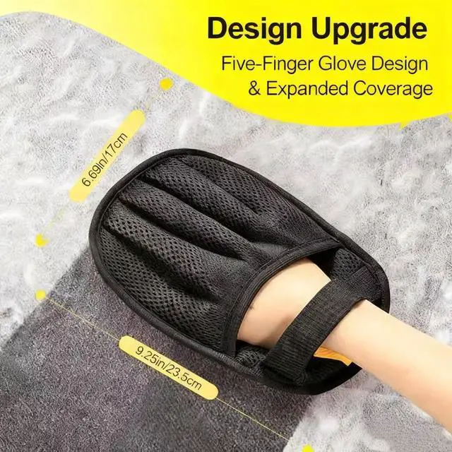 Alt view image 2 of 7 - Amouy Pet Hair Removal Glove for Cats & Dogs, 2 PCS Upgraded Five-Finger Electrostatic Pet Hair Gloves, Reusable Magic Brush Pet Hair Remover Tool for Laundry, Couch, Carpet, Car Seat