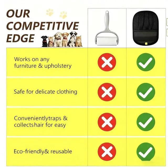 Alt view image 5 of 7 - Amouy Pet Hair Removal Glove for Cats & Dogs, 2 PCS Upgraded Five-Finger Electrostatic Pet Hair Gloves, Reusable Magic Brush Pet Hair Remover Tool for Laundry, Couch, Carpet, Car Seat