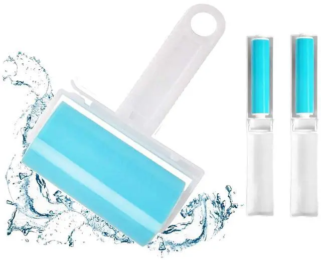 Main image of Sticky Lint Roller 3 Pack, Reusable Washable Lint Roller Pet Hair Remover Include Large and Small Size Cleaner for Clothes, Pet Hairs, Carseats