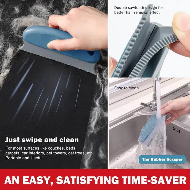 Alt view image 4 of 6 - Pet Hair Removal Tools (3-Pack), Dog Cat Hair Remover Pro, Lint Shaver Cleaner, Fur Removal Carpet Scraper, Fuzz Hairball Brush for Carpet, Car Mat, Clothes, Couch, Pet Bed, Cat Tree, Furniture