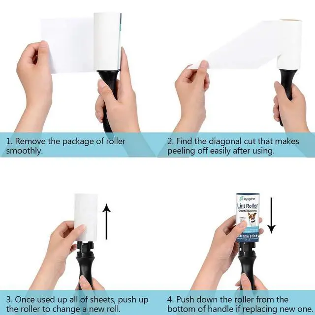 Alt view image 6 of 7 - skytogether Lint Rollers for Pet Hair Extra Sticky, Dog Cat Pet Hair Remover Couch Lint Roller Travel Size Lint Remover for Clothes, 2 Reusable Handles+8 Lint Roller Refills Pack, 512 Sheets Total