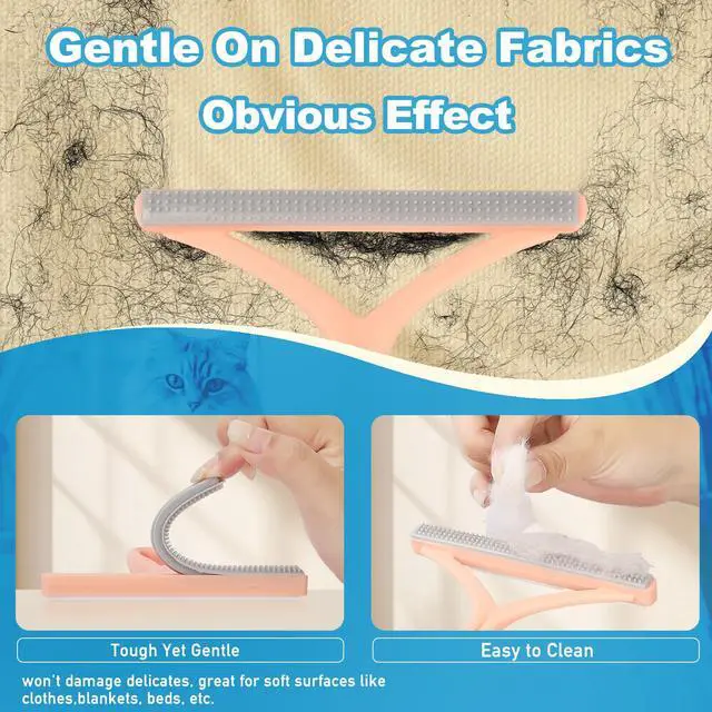 Alt view image 4 of 6 - Pet Hair Removal Tool: 6 Pcs Dog Cat Hair Remover - Reusable Pet Hair Remover with Laundry Pet Hair Catcher - Portable Carpet Rake Scraper Fur Removal Tool for Rugs Car Mats Couch Furniture