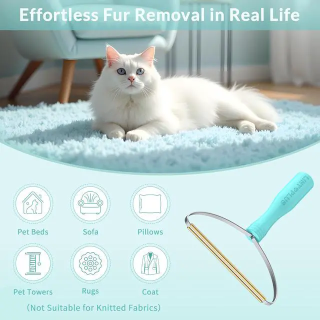 Alt view image 2 of 7 - Deep Cleaner Pro Pet Hair Remover-Special Cat Hair Remover Multi Fabric Edge and Carpet Rake Scraper by LINTPLUS-Dog Hair Remover for Rugs,Couch & Pet Towers-Easy to Every Hair!