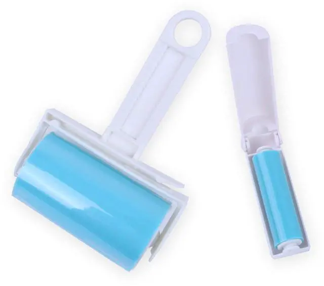 Main image of Reusable Lint Roller for Pet Hair Washable Sticky Picker Set, 2-in-1 Portable & Standard Roller, Eco-Friendly No Refills, Removes Dog & Cat Fur from Clothes, Couch, Car (Blue)