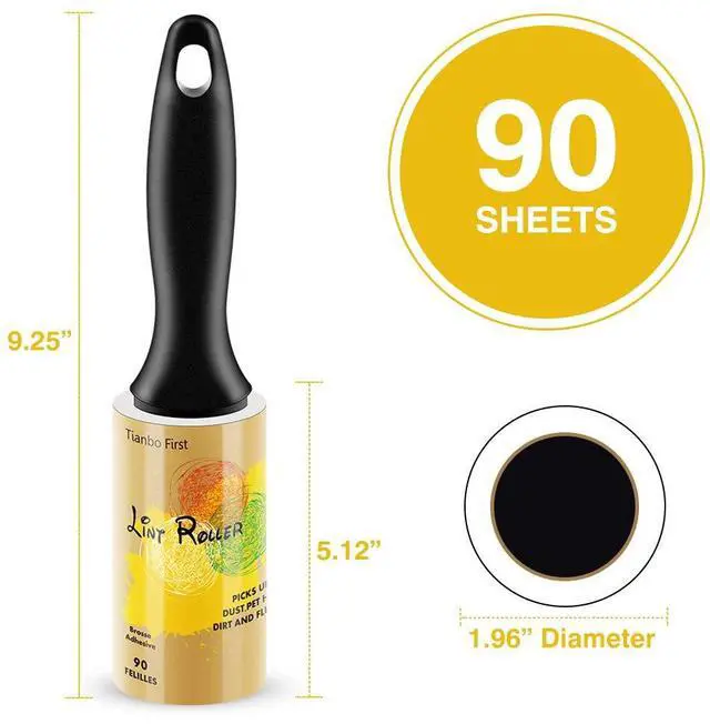 Alt view image 7 of 7 - TIANBO FIRST Extra Sticky Lint Rollers for Pet Hair Small Pet Hair Rollers Dog Cat Fuzz Clean Removal Rolls Easy Tear Sticky Lint Roller Removers for Clothes Couch Furniture, 450 Sheets Total, 5 Packs