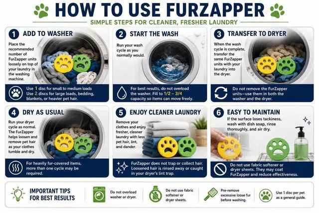 Alt view image 4 of 7 - 2 Pack FurZapper Pet Hair Remover for Laundry - Reusable Dog & Cat Hair Remover Tool As Seen on Shark Tank - Removes Pet Fur, Hair, Lint, Dander from Clothes & Laundry - One FurZapper Per Pet