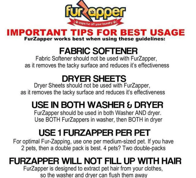 Alt view image 7 of 7 - 2 Pack FurZapper Pet Hair Remover for Laundry - Reusable Dog & Cat Hair Remover Tool As Seen on Shark Tank - Removes Pet Fur, Hair, Lint, Dander from Clothes & Laundry - One FurZapper Per Pet