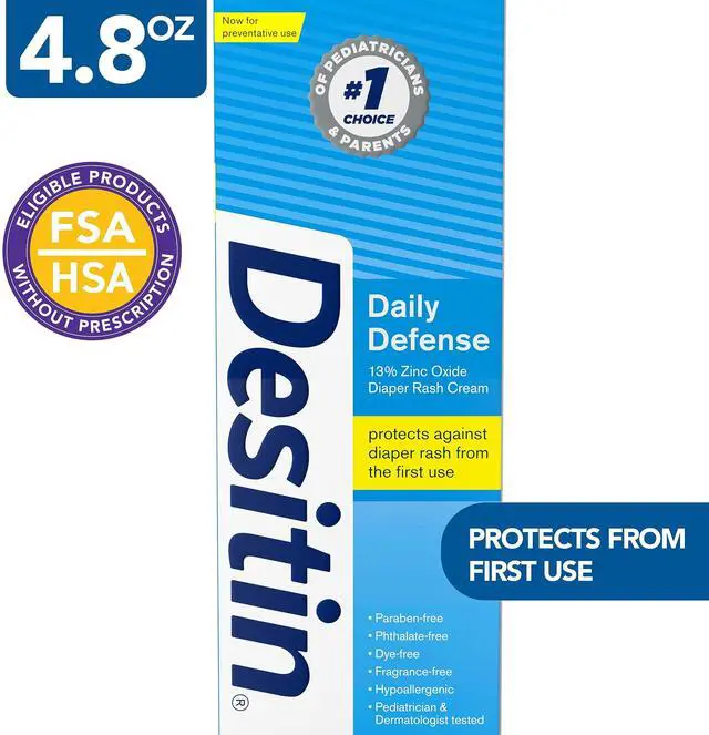 Alt view image 2 of 7 - Desitin Daily Defense Baby Diaper Rash Cream with Zinc Oxide to Treat, Relieve & Prevent diaper rash, Hypoallergenic, Dye-, Phthalate- & Paraben-Free, 4.8 oz