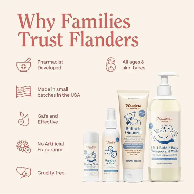 Alt view image 5 of 7 - Flanders Buttocks Ointment Zinc Oxide Diaper Rash Cream, 4oz Tube, Thick Barrier Paste for Baby & Adult Skin, Heat Rash, Chafing & Irritation Relief