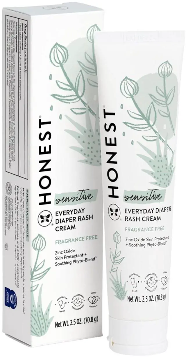 Main image of The Honest Company Hypoallergenic Diaper Rash Cream, Moisturizing, Calming Zinc Oxide Ointment, NEA Recognized Cruelty-Free, 2.5 oz
