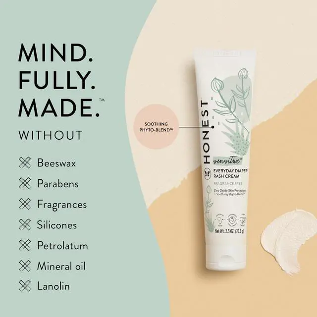 Alt view image 5 of 7 - The Honest Company Hypoallergenic Diaper Rash Cream, Moisturizing, Calming Zinc Oxide Ointment, NEA Recognized Cruelty-Free, 2.5 oz