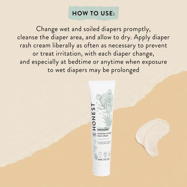 Alt view image 6 of 7 - The Honest Company Hypoallergenic Diaper Rash Cream, Moisturizing, Calming Zinc Oxide Ointment, NEA Recognized Cruelty-Free, 2.5 oz