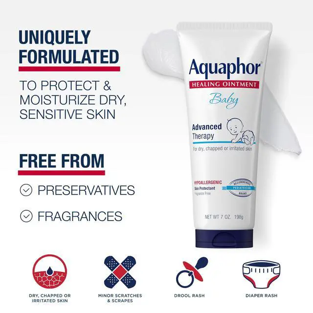Alt view image 2 of 7 - Aquaphor Baby Healing Ointment Advanced Therapy Skin Protectant, Dry Skin and Diaper Rash Ointment, 7 Oz Tube