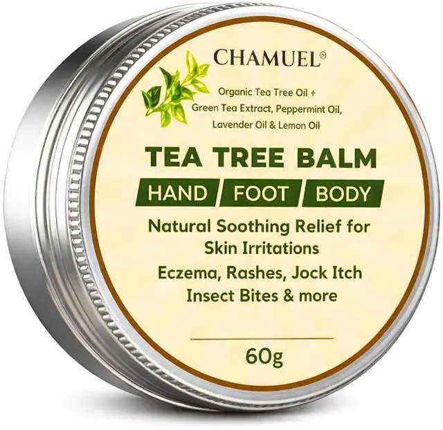 Main image of Tea Tree Oil Balm, Itchy Skin Relief for Soothing Rashes, Jock Itch, Athletes Foot, Folliculitis, Bug Bites. Natural Formula for Dry Sensitive Skin | Safe for All Ages 1pack