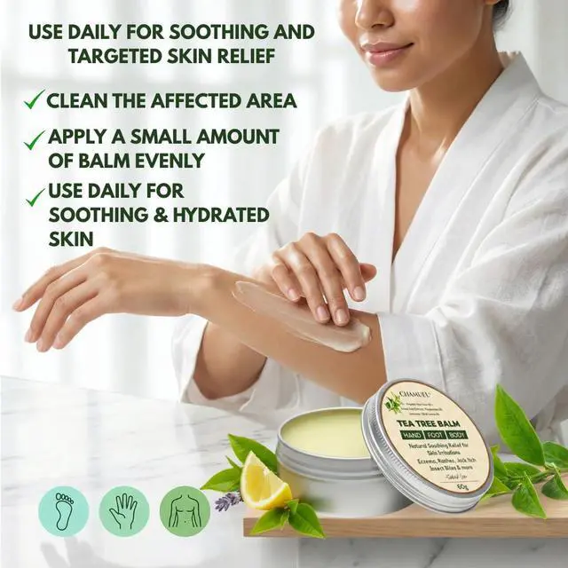 Alt view image 6 of 7 - Tea Tree Oil Balm, Itchy Skin Relief for Soothing Rashes, Jock Itch, Athletes Foot, Folliculitis, Bug Bites. Natural Formula for Dry Sensitive Skin | Safe for All Ages 1pack