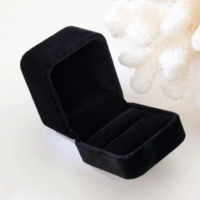 Alt view image 5 of 7 - Niche-Finds Black Velvet Ring Box Luxury Soft Velvet Jewelry Gift Box for Engagement, Wedding, Proposal & Storage (2.5 Square)