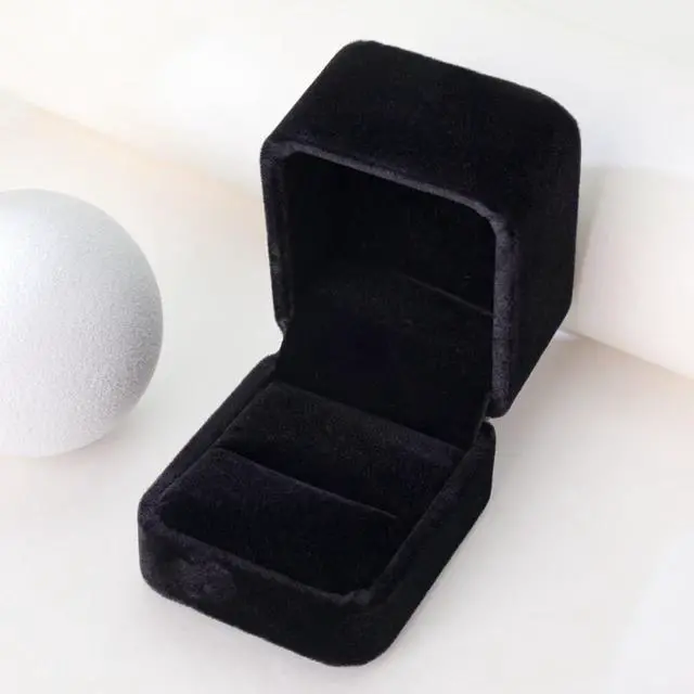 Alt view image 6 of 7 - Niche-Finds Black Velvet Ring Box Luxury Soft Velvet Jewelry Gift Box for Engagement, Wedding, Proposal & Storage (2.5 Square)