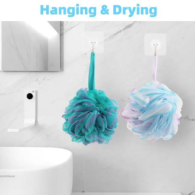 Alt view image 6 of 7 - Chuya Bath Sponges Loofahs 70 Grams Large Size,4 Pack Shower Sponge Exfoliating Cleaning Bath Loofa Body Scrubber Balls for Women Men Children Washing