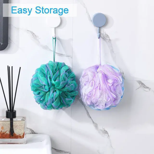 Alt view image 7 of 7 - AmazerBath Loofah Sponge 75g/Piece, Exfoliating Bath Sponge Body Scrubber - Loofa Set of 4 Flower Color (Large, Green-Purple)