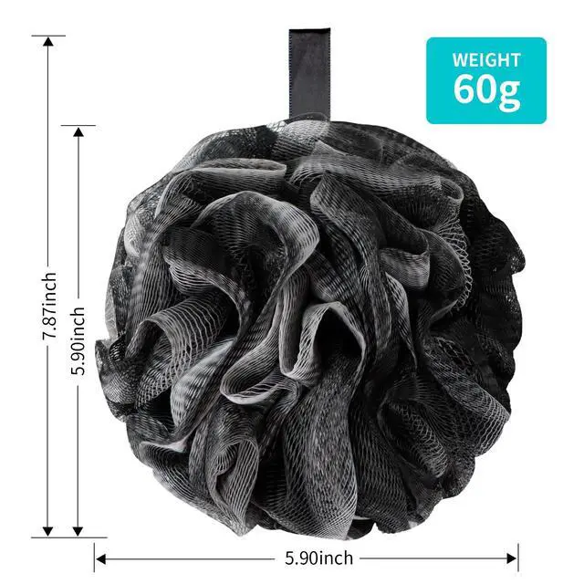 Alt view image 2 of 7 - BCKENEY Bath Loofah Shower Sponge Body Back Scrubber Soft Mesh Shower Puffs Exfoliating Loofa for Women & Men Bath Accessories Cleaning Tool (Pack of 4 60G Loofah, Dark Elf)