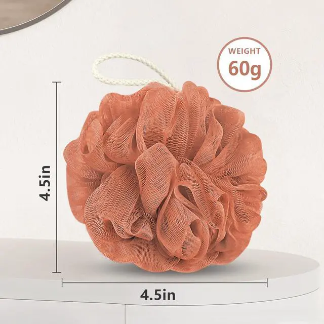 Alt view image 2 of 7 - Rnoafmu Shower Loofah Bath Sponge, 60G Loofah Exfoliating Body Scrubber, 4 Color Mesh Shower Pouf Balls for Body Wash (Yellow Red Green Blue)