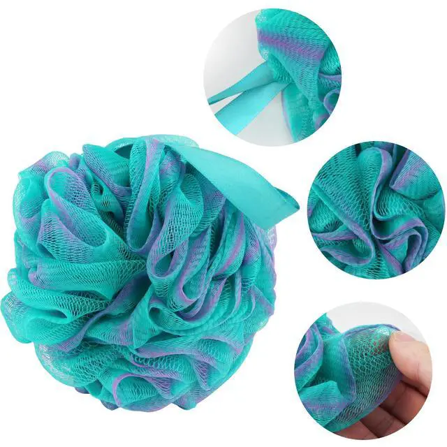 Alt view image 3 of 6 - Fu Store Loofah Sponge Shower Loofahs 80g Bath Sponges Mesh Balls 4 Colors Body Scrubber Exfoliator Wash Back Scrubber Bathroom Men Women 4 Pack Scrubbers Cleaning Bathing Accessories
